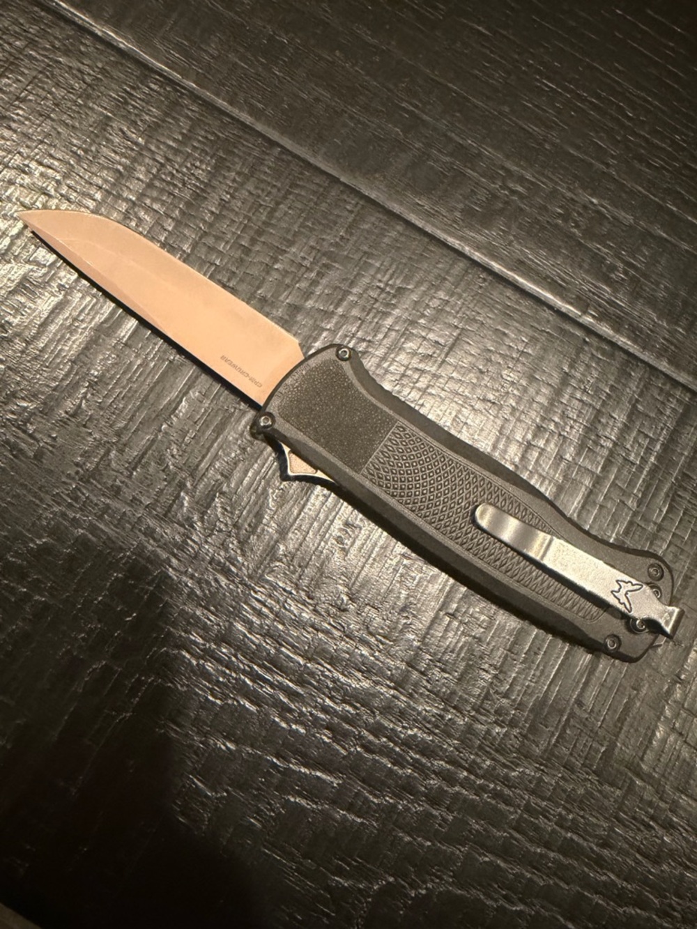 Benchmade Shootout - Black Handle, Bronze Blade - Picture 2 of 3